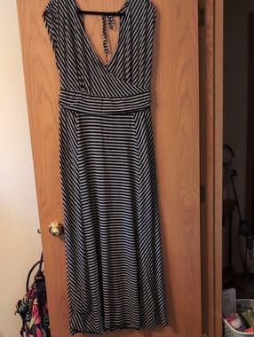torrid Black and Gray Striped Maxi Dress